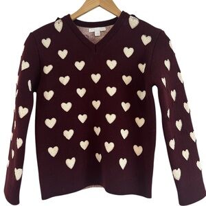 Burberry Prorsum Heart Patterned Burgundy Sweater